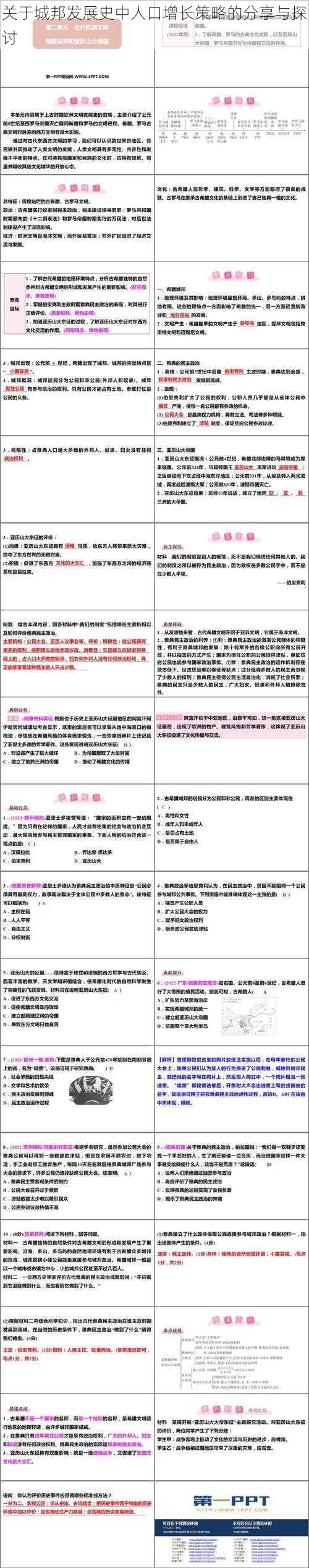 关于城邦发展史中人口增长策略的分享与探讨