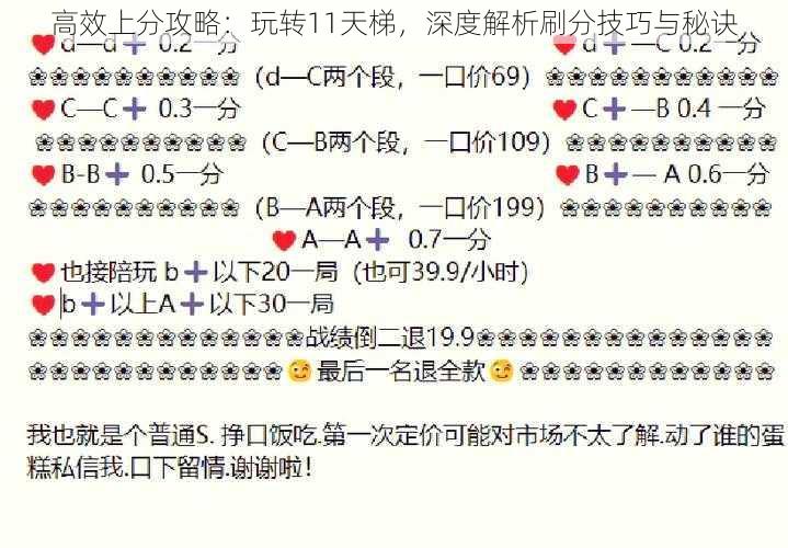 高效上分攻略：玩转11天梯，深度解析刷分技巧与秘诀