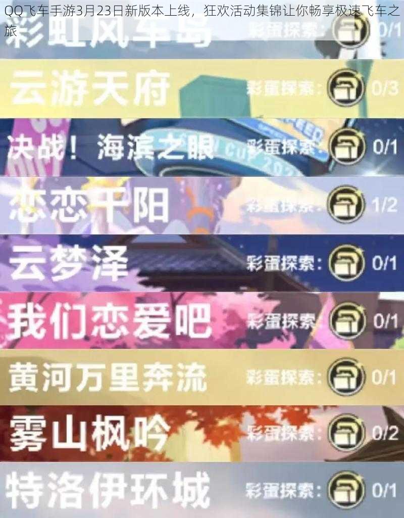 QQ飞车手游3月23日新版本上线，狂欢活动集锦让你畅享极速飞车之旅